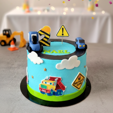 Gâteau thème chantier enfants