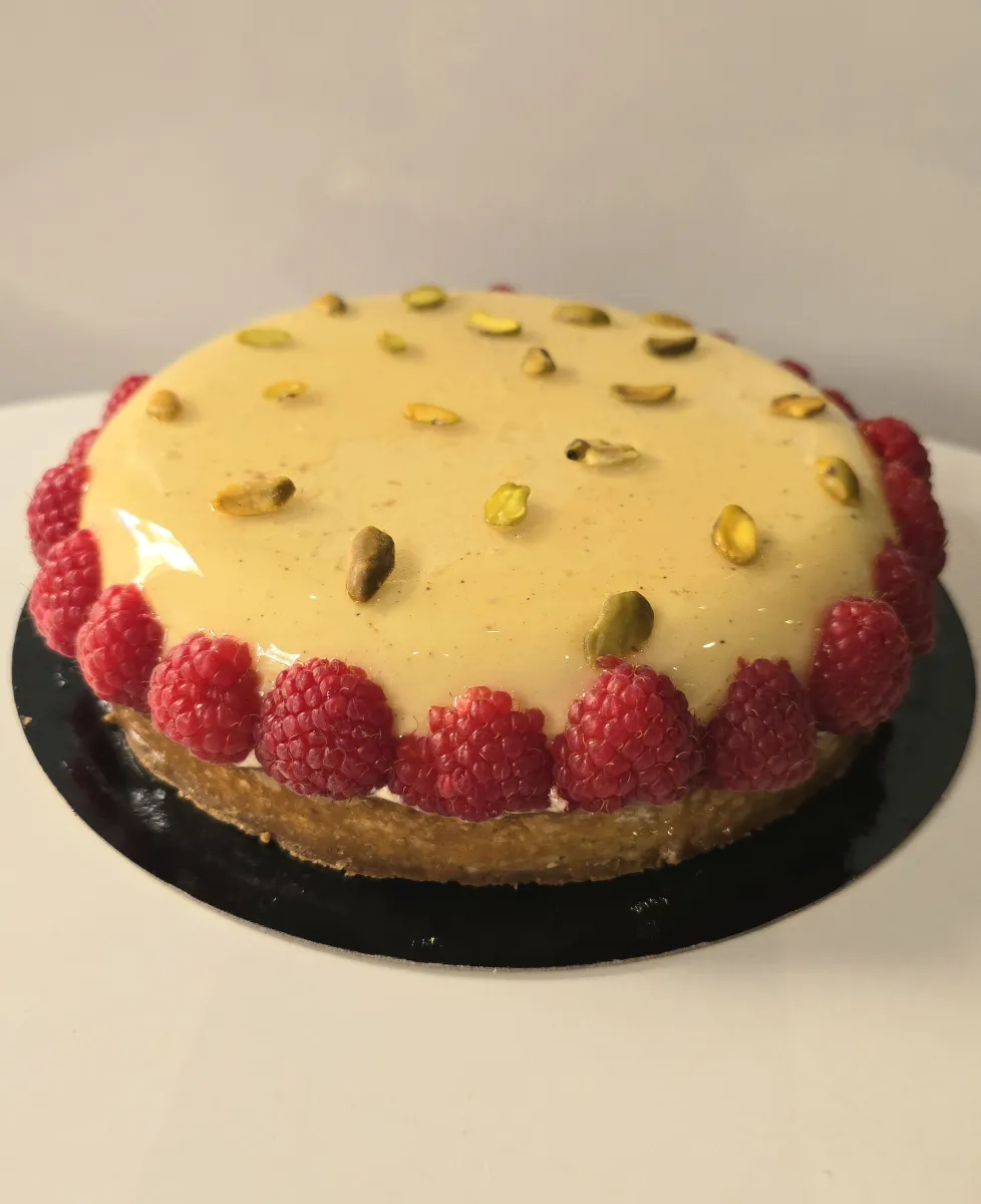 Tarte framboise et pistache 